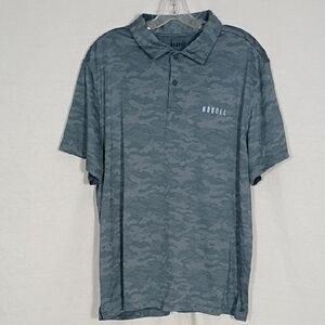 EUC Nobull Polo Shirt Mens XXL Blue Camo Athletic Golf Casual Short Sleeve